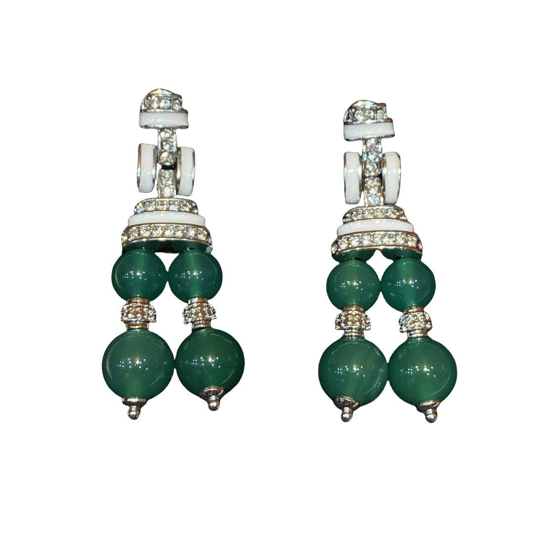 Vintage Style Hot Sell Ball Drop Earrings Brass Earrings 18k Gold Plated Premium Natural Stone Fringed Earrings