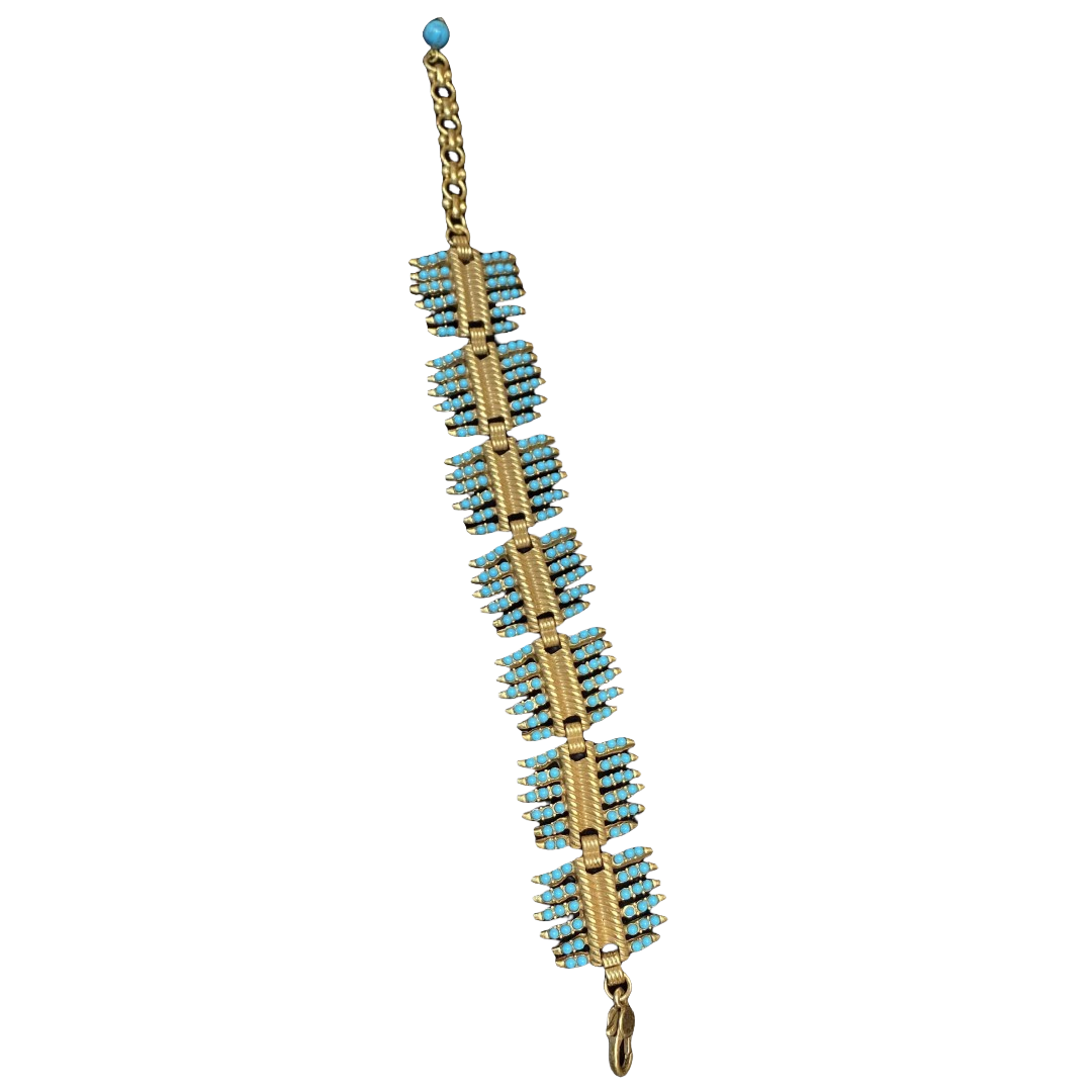 The Vantage Bracket made by Turquoise beads with brass 24k gold-plated inRussian Gold Color