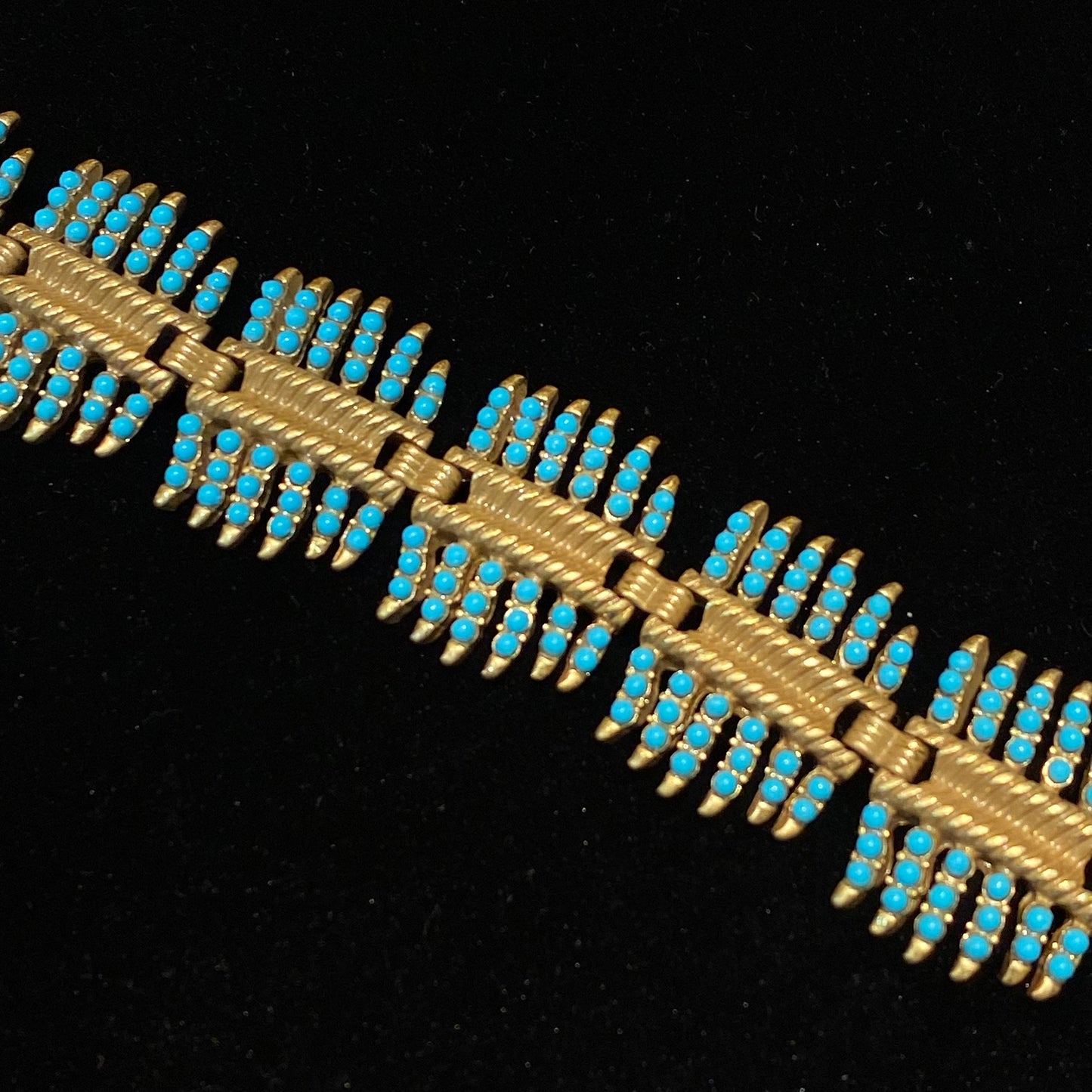 The Vantage Bracket made by Turquoise beads with brass 24k gold-plated inRussian Gold Color