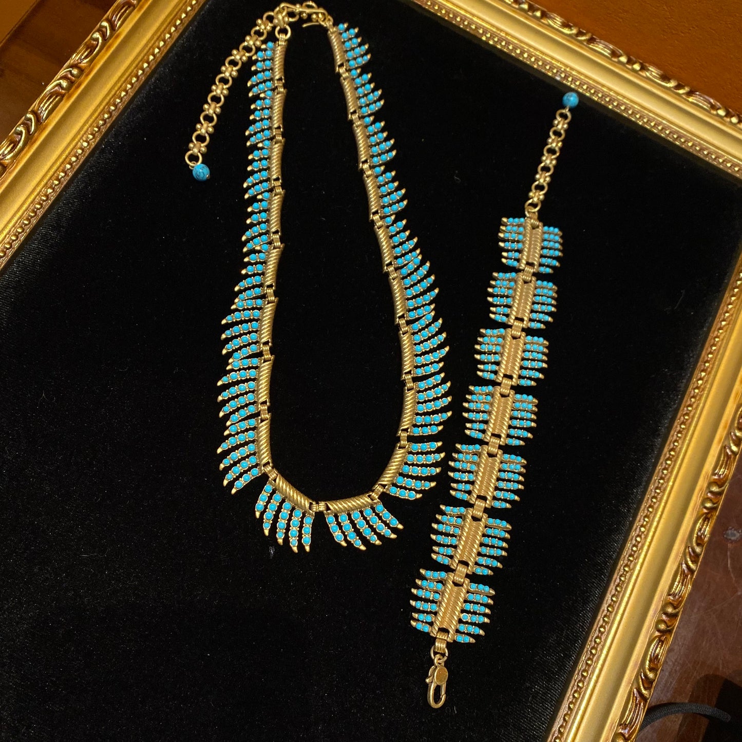 The Vantage Bracket made by Turquoise beads with brass 24k gold-plated inRussian Gold Color