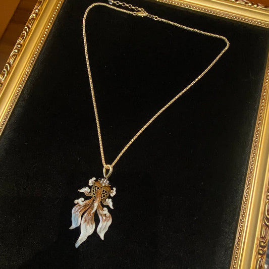 vintage style with 24 gold plated in russion gold color goldfish shape necklace