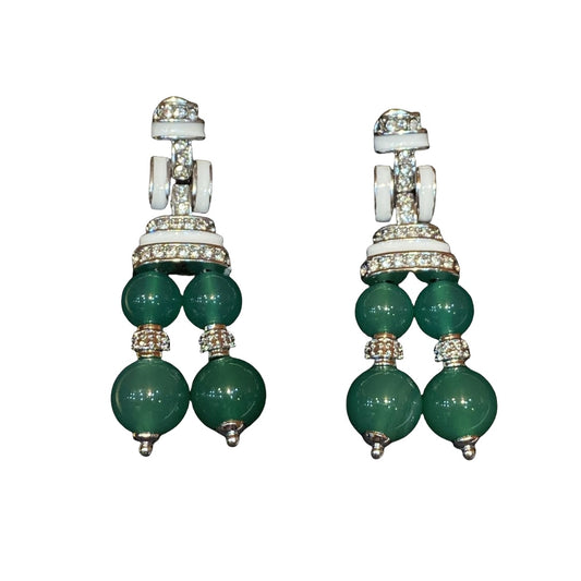 Vintage Style Hot Sell Ball Drop Earrings Brass Earrings 18k Gold Plated Premium Natural Stone Fringed Earrings
