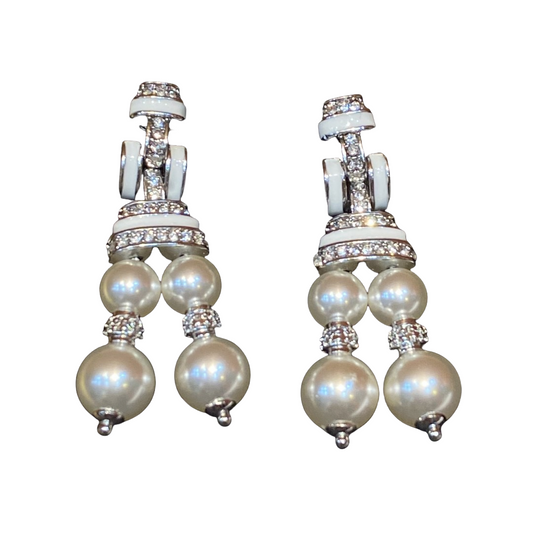 Vintage Style Hot Sell Ball Drop Earrings Brass Earrings 18k Gold Plated Premium Glass Pearls Fringed Earrings