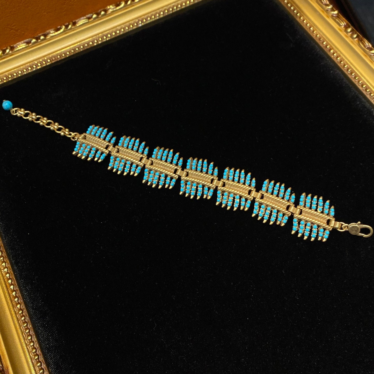 The Vantage Bracket made by Turquoise beads with brass 24k gold-plated inRussian Gold Color