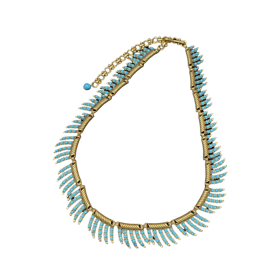 The Vantages nacklace made by Turquoise with brass 24kgold-plated in Russin Gold Color