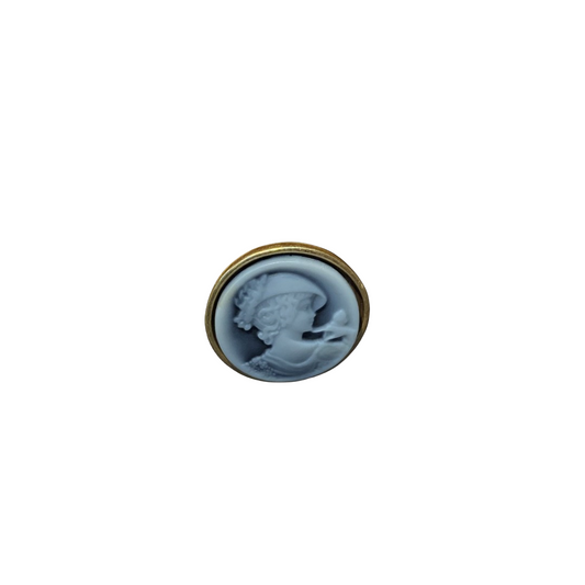 Vitatge style 18k-gold plated brass ring a circle shape with cameo design