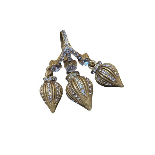 Vitatge style 18k-gold plated brass ring specil tessels shape with rhinestones