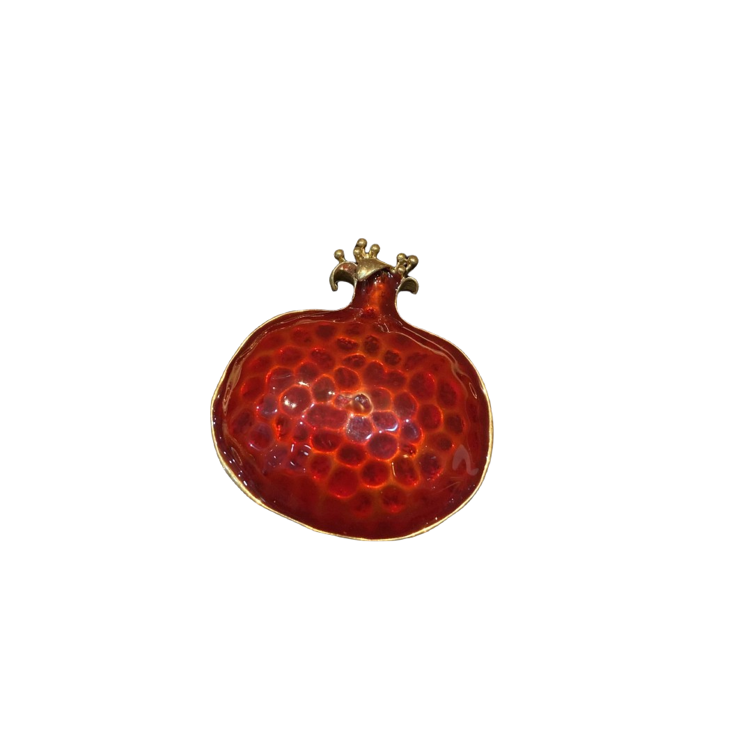 vintages style design gomegranate shape pin brass 18k-gold plated with red enamelled cute