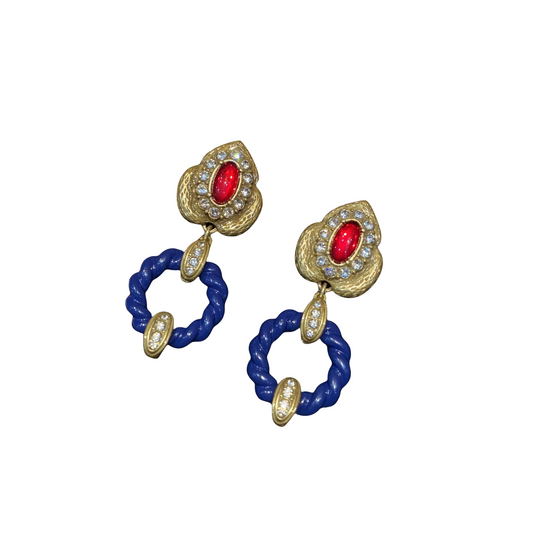 Vintage style 18k-gold plated brass with circle drop earrings